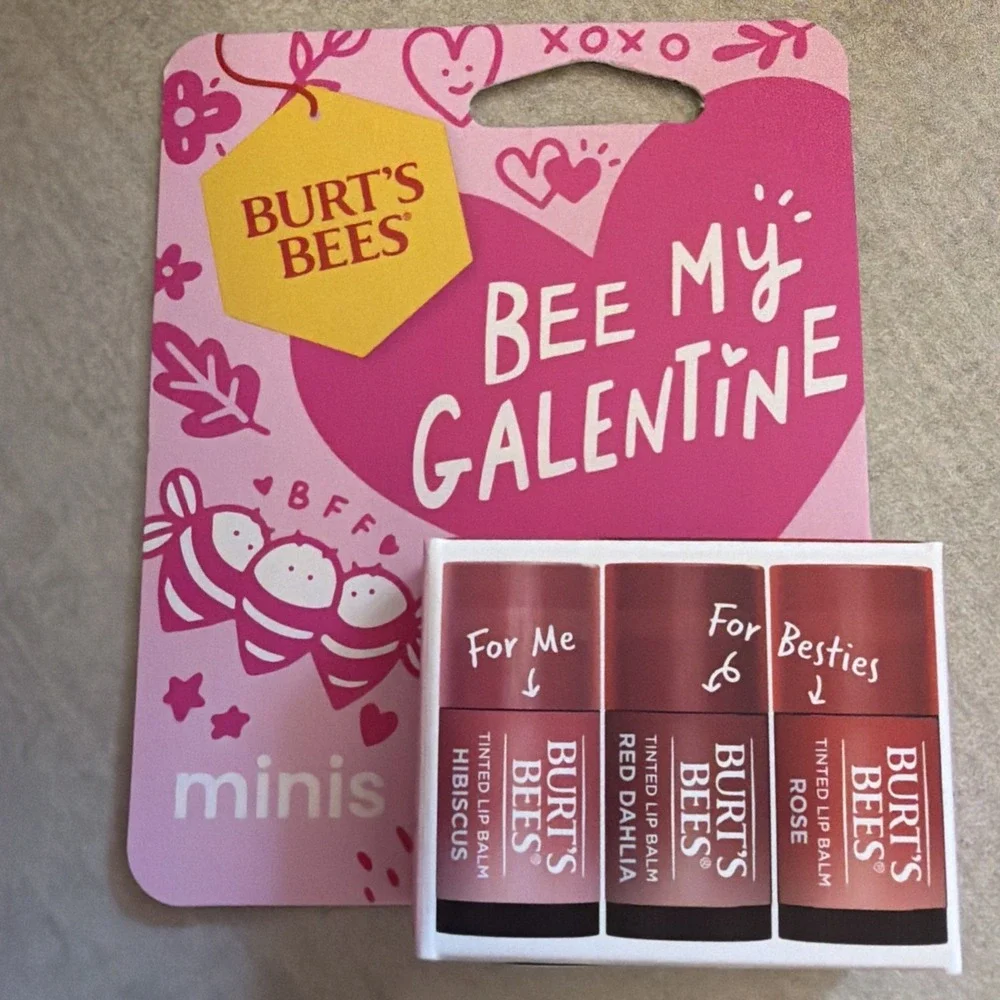 1 Burts  Bees Bee My Galentine Valentines Day Tinted Mini Lip Balm - 0.147oz/3pk